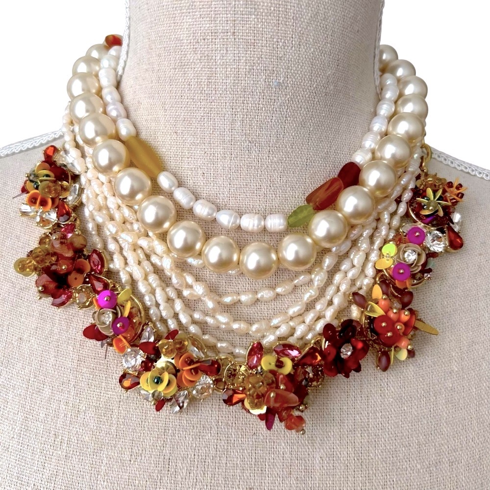 Talbots Colorful Mixed Media Statement Necklace - Picture 3 of 16